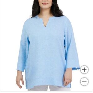 NWT. Lands End Ladies Linen Blend 3/4 Sleeve Tunic Top. Size Large.